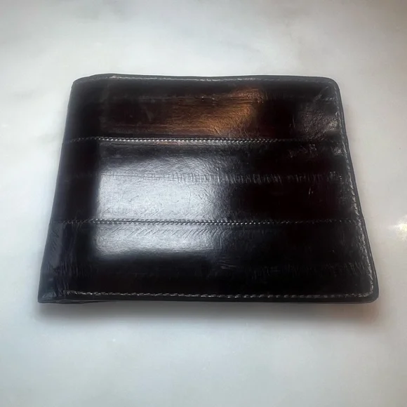 Vintage Genuine Eel Skin Wallet | Rich Chestnut Brown Leather - Picture 2 of 7
